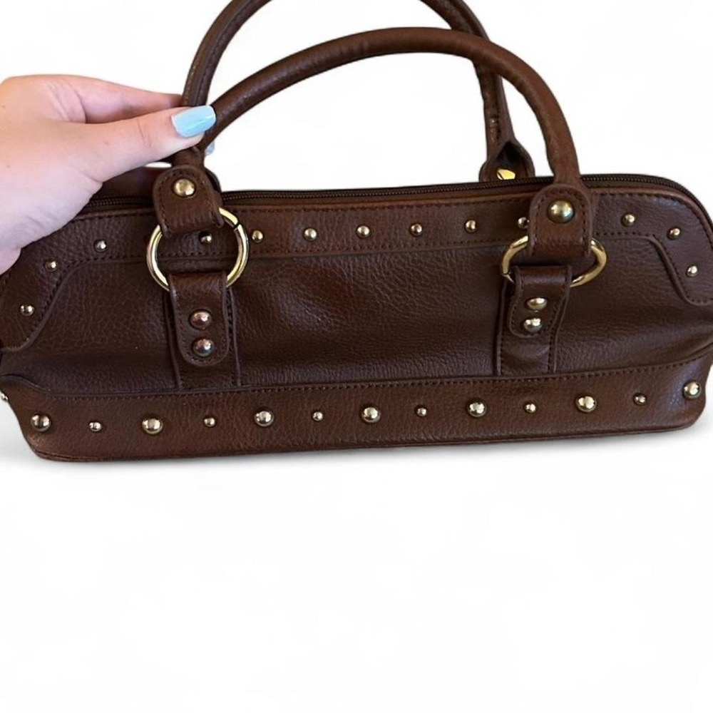 Brown‎ leather shoulder bag with gold hardware super nice y2k bag